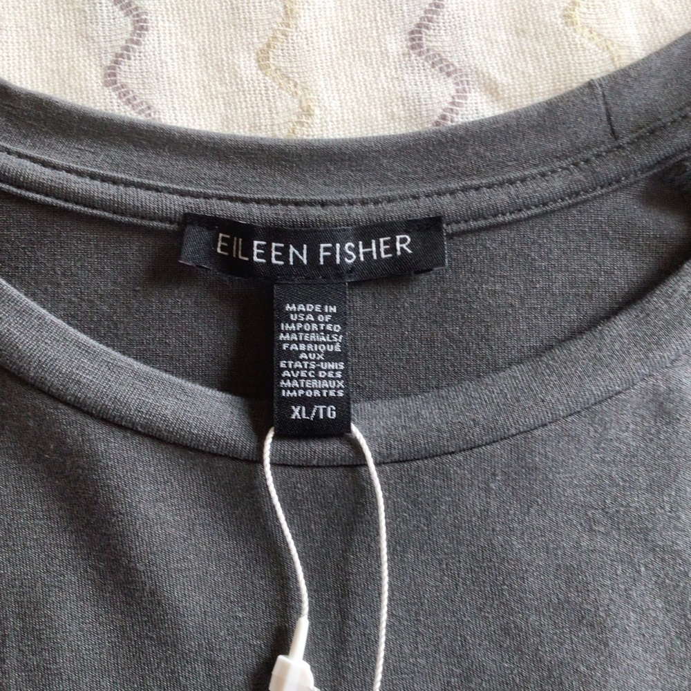 Eileen Fisher Blue slate relaxed elbow Sleeve Top NWT - Picture 6 of 8